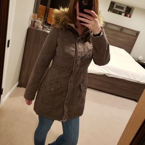 Hollister Coat sherpa-lined Olive Green/Grey color